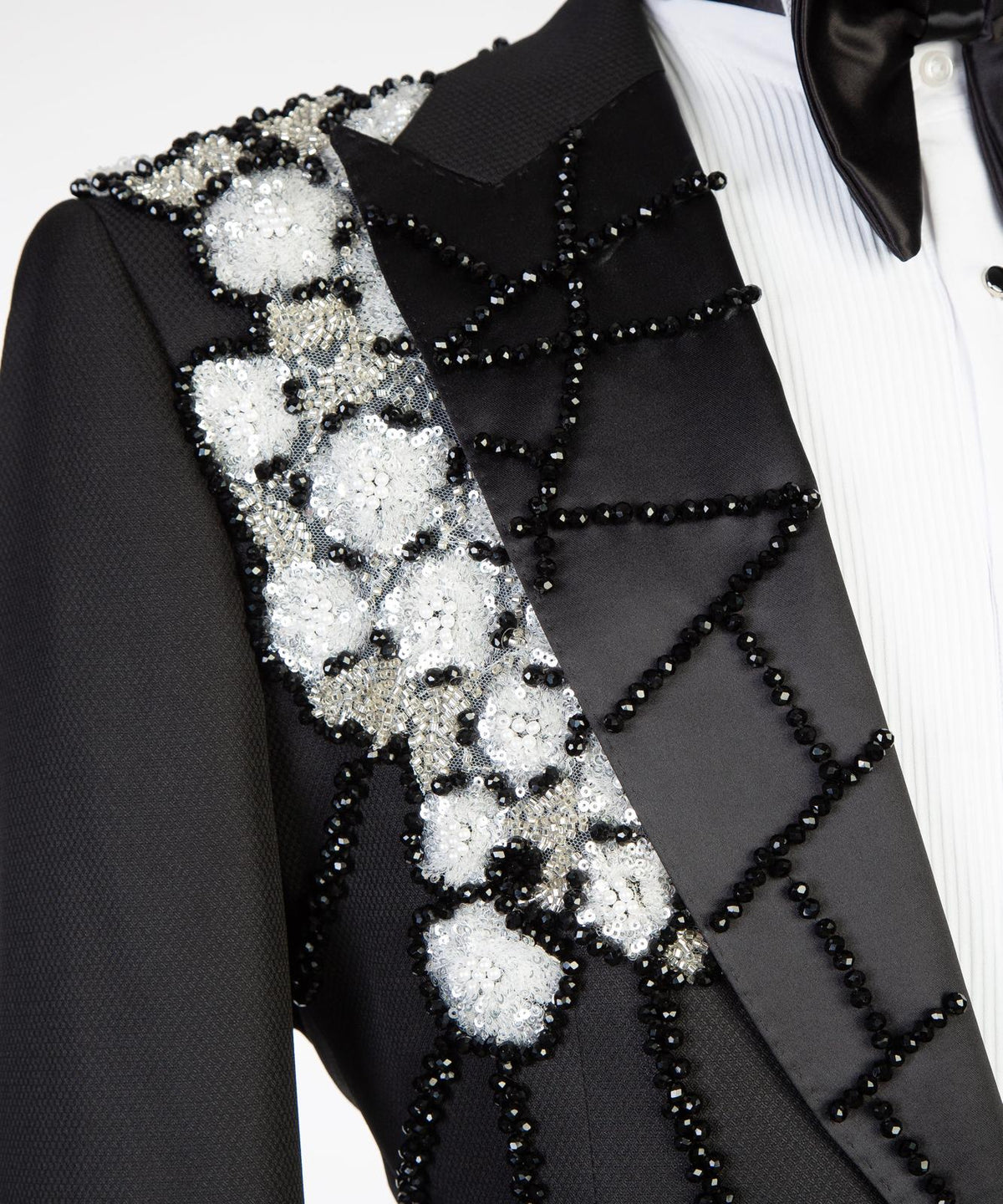 Midnight Bloom Embellished Tuxedo – Black/Red – view 5