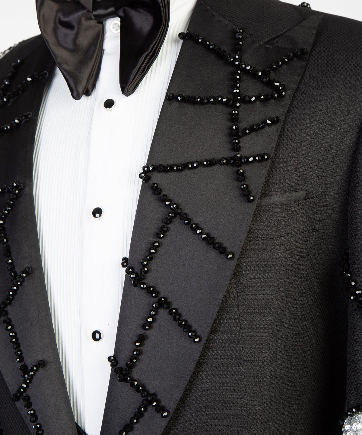 Midnight Bloom Embellished Tuxedo – Black/Red – view 7