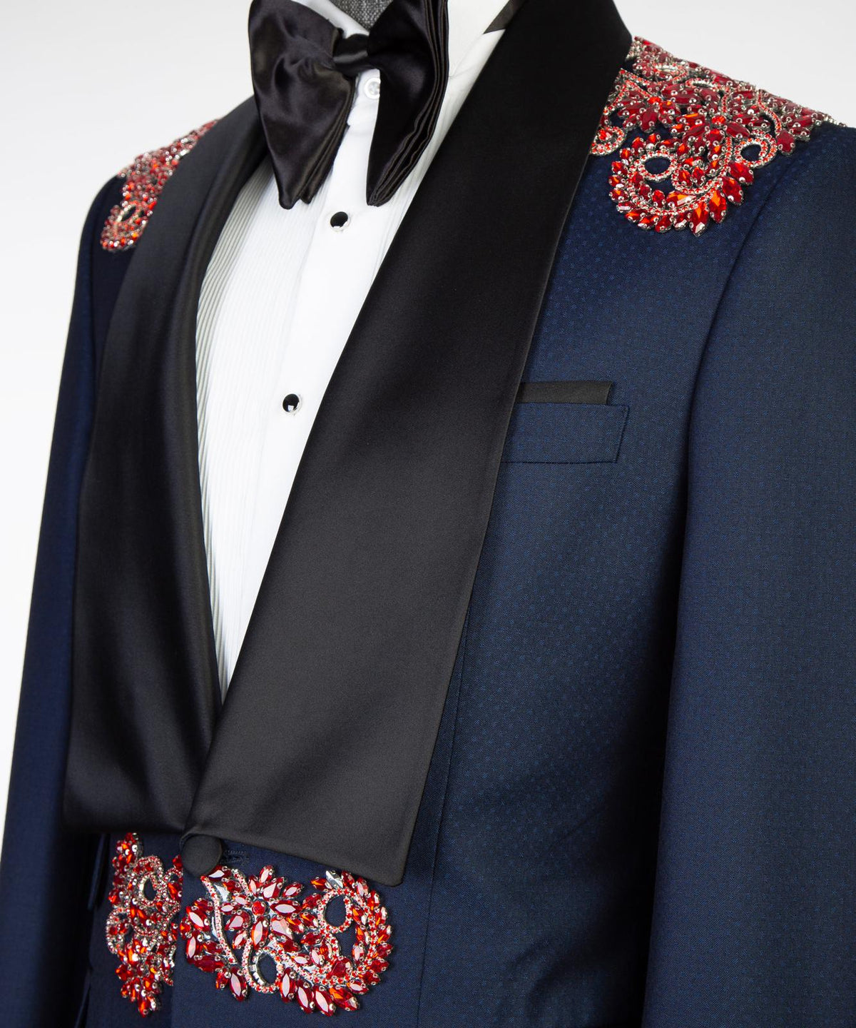 Midnight Bloom Embellished Tuxedo – Blue/Red – view 4