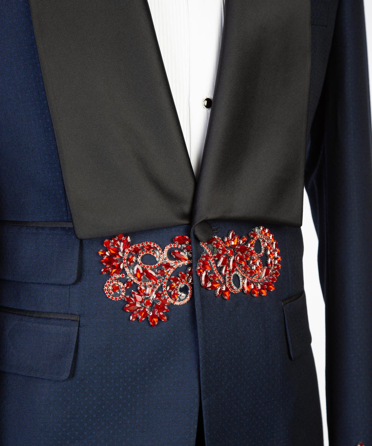 Midnight Bloom Embellished Tuxedo – Blue/Red – view 5