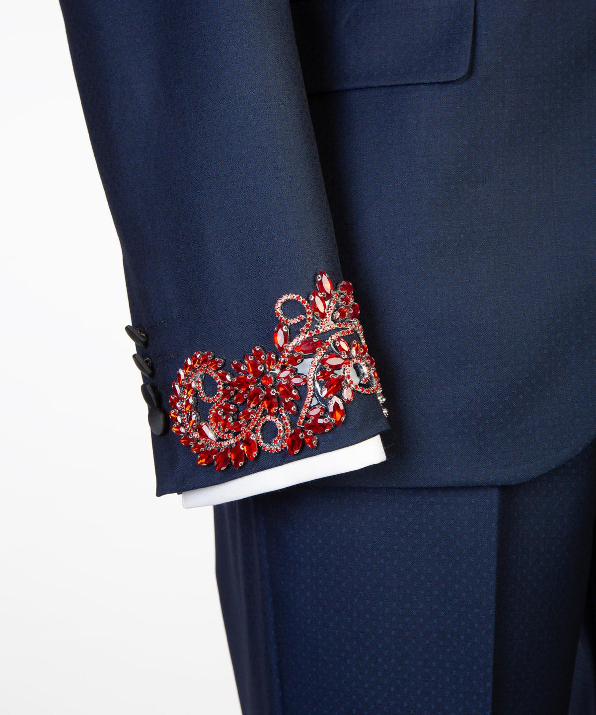 Midnight Bloom Embellished Tuxedo – Blue/Red – view 6