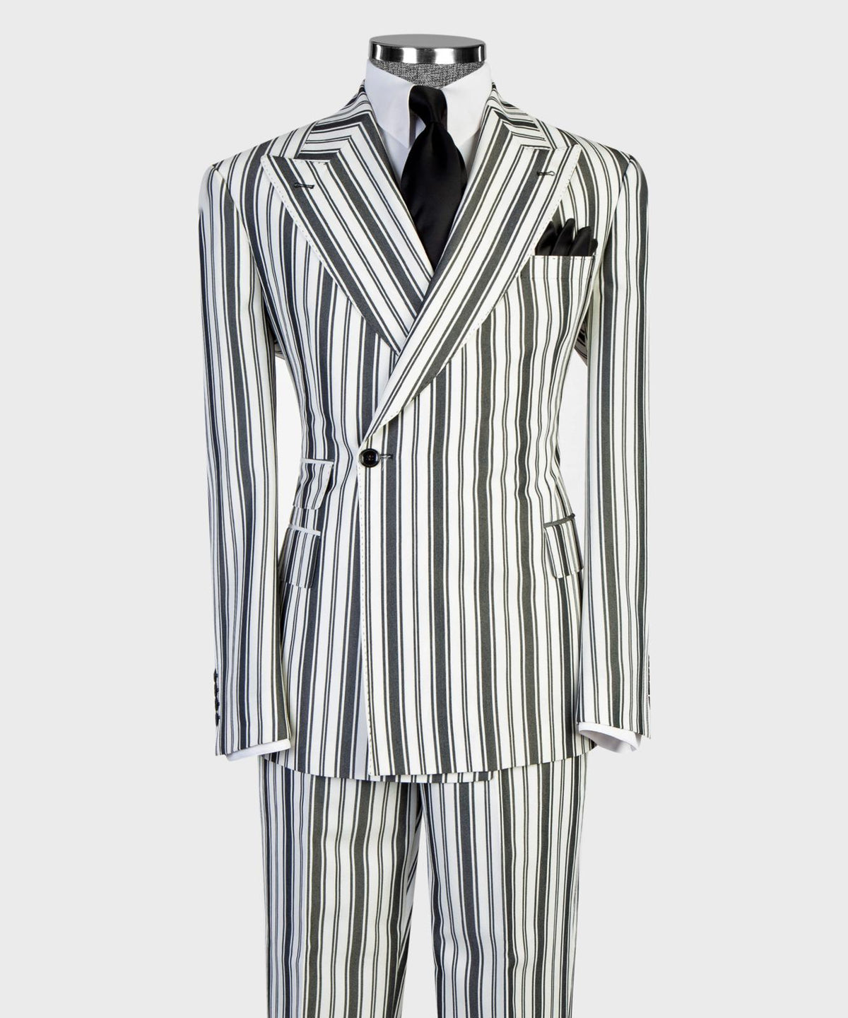 Ivory Black Pinstripe Statement Suit