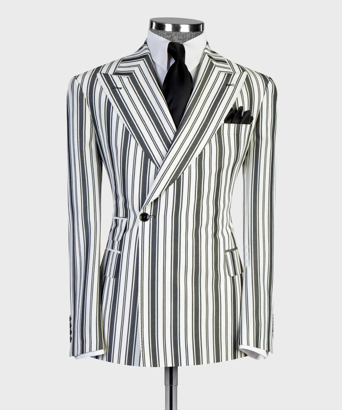 Ivory Black Pinstripe Statement Suit