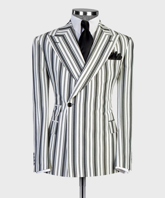 Ivory Black Pinstripe Statement Suit