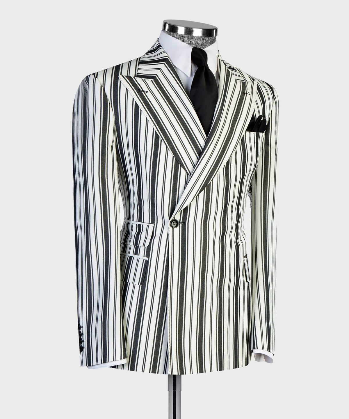 Ivory Black Pinstripe Statement Suit