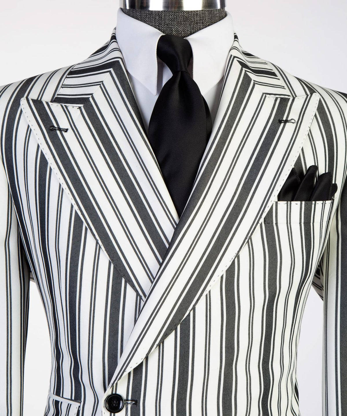 Ivory Black Pinstripe Statement Suit