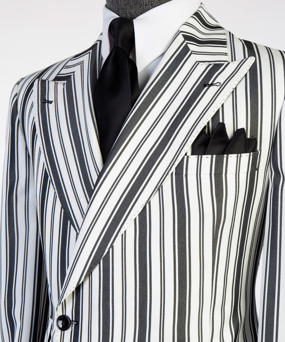 Ivory Black Pinstripe Statement Suit
