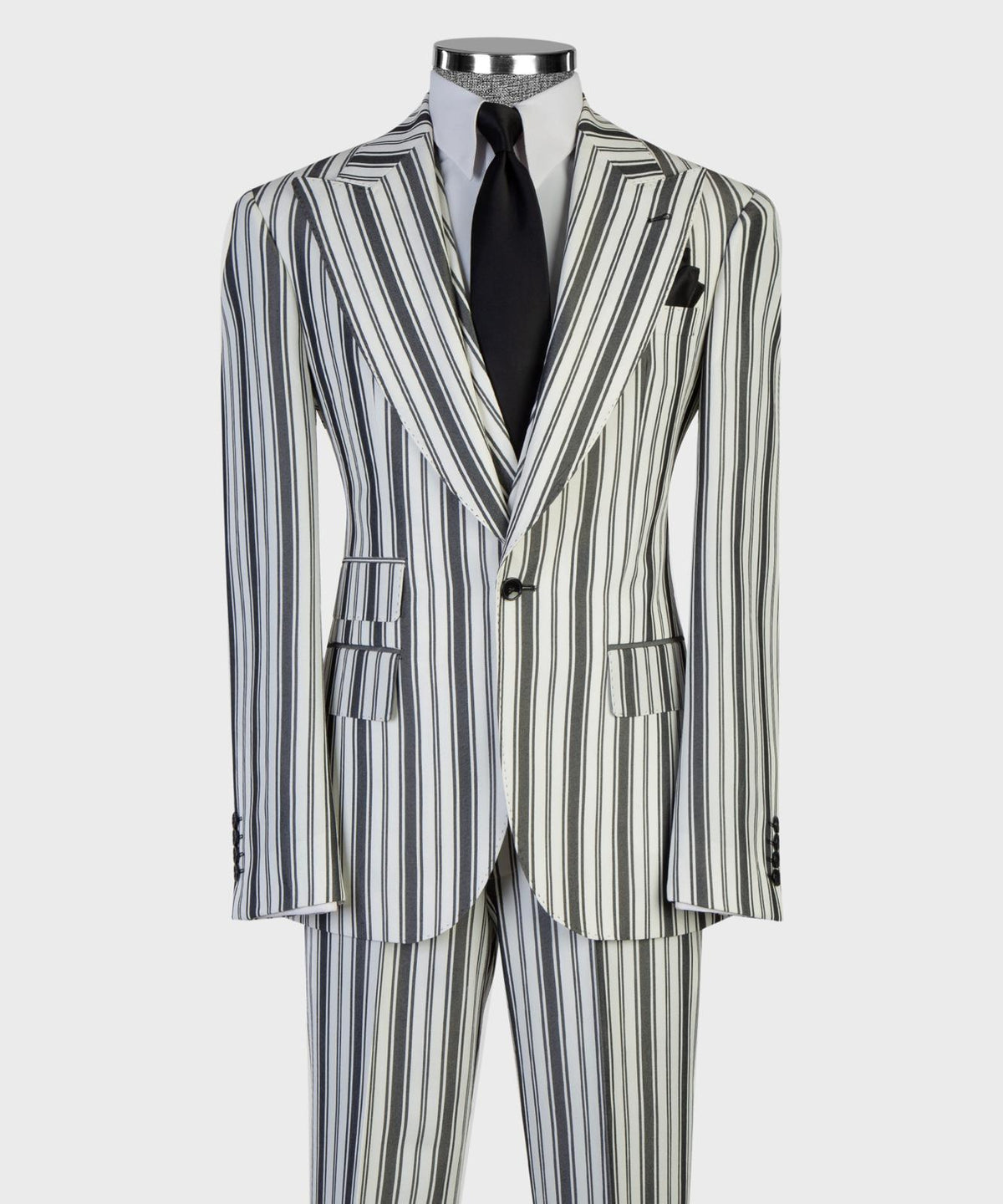 Ivory Black Pinstripe Three-Piece Suit