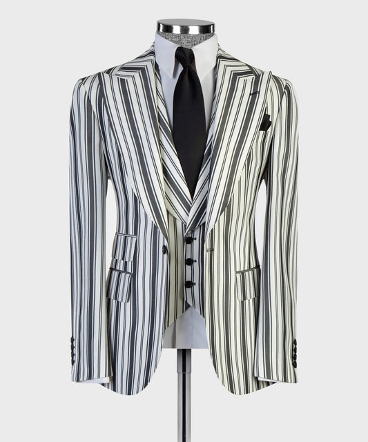 Ivory Black Pinstripe Three-Piece Suit