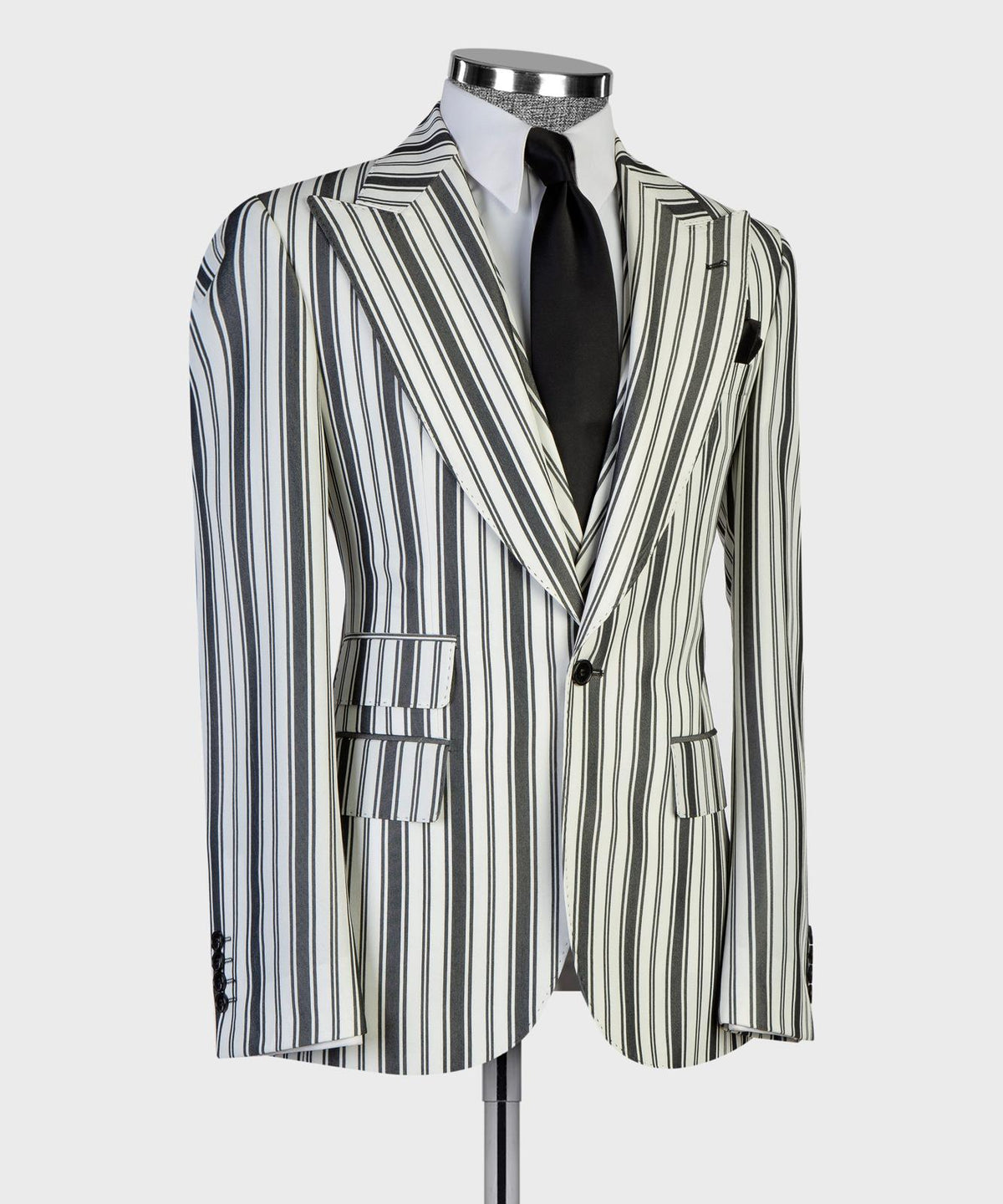 Ivory Black Pinstripe Three-Piece Suit