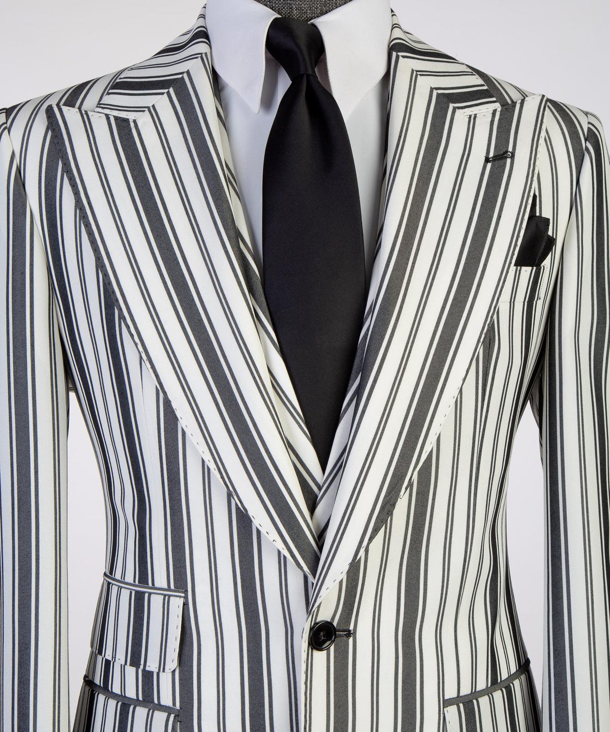 Ivory Black Pinstripe Three-Piece Suit