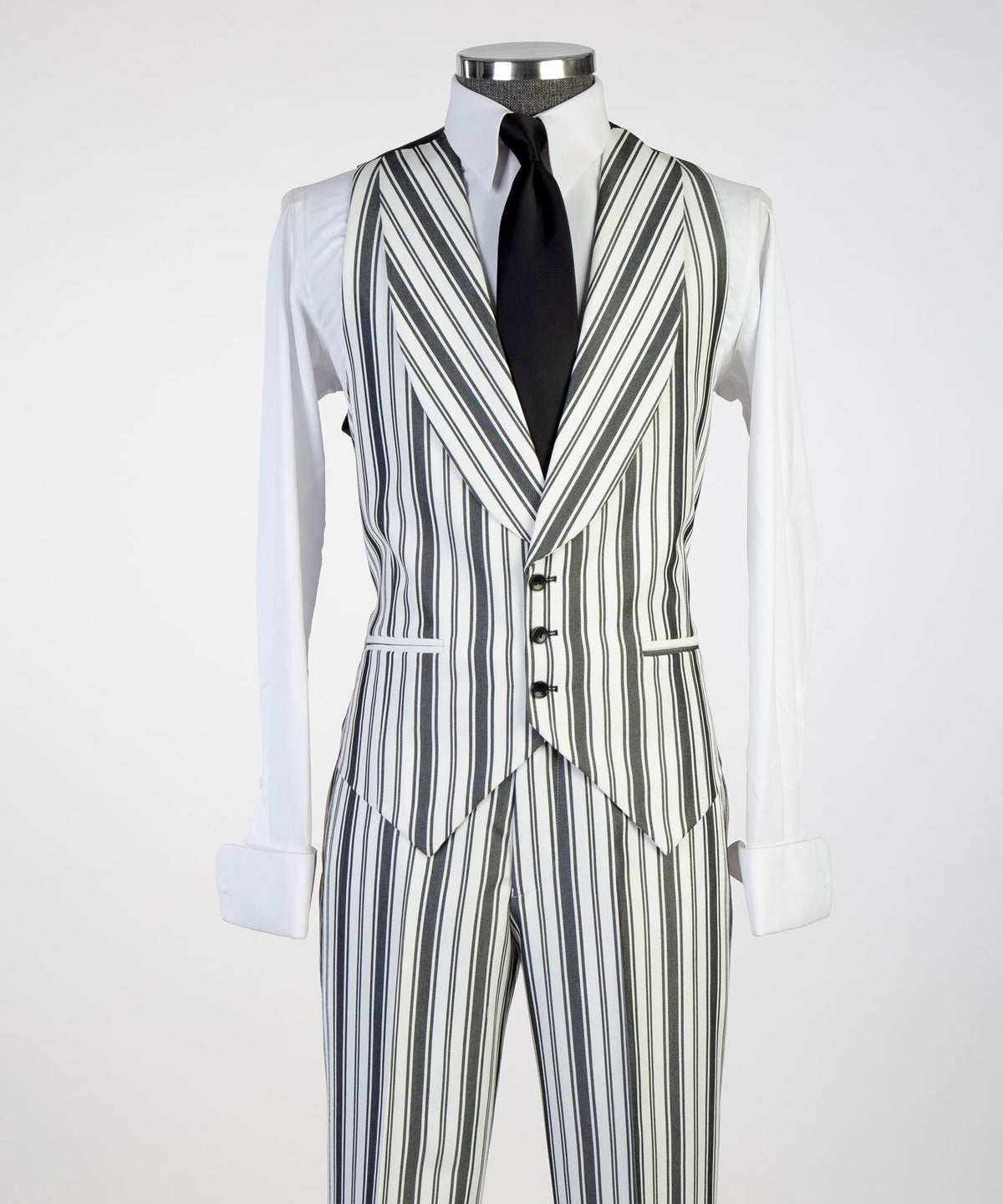 Ivory Black Pinstripe Three-Piece Suit