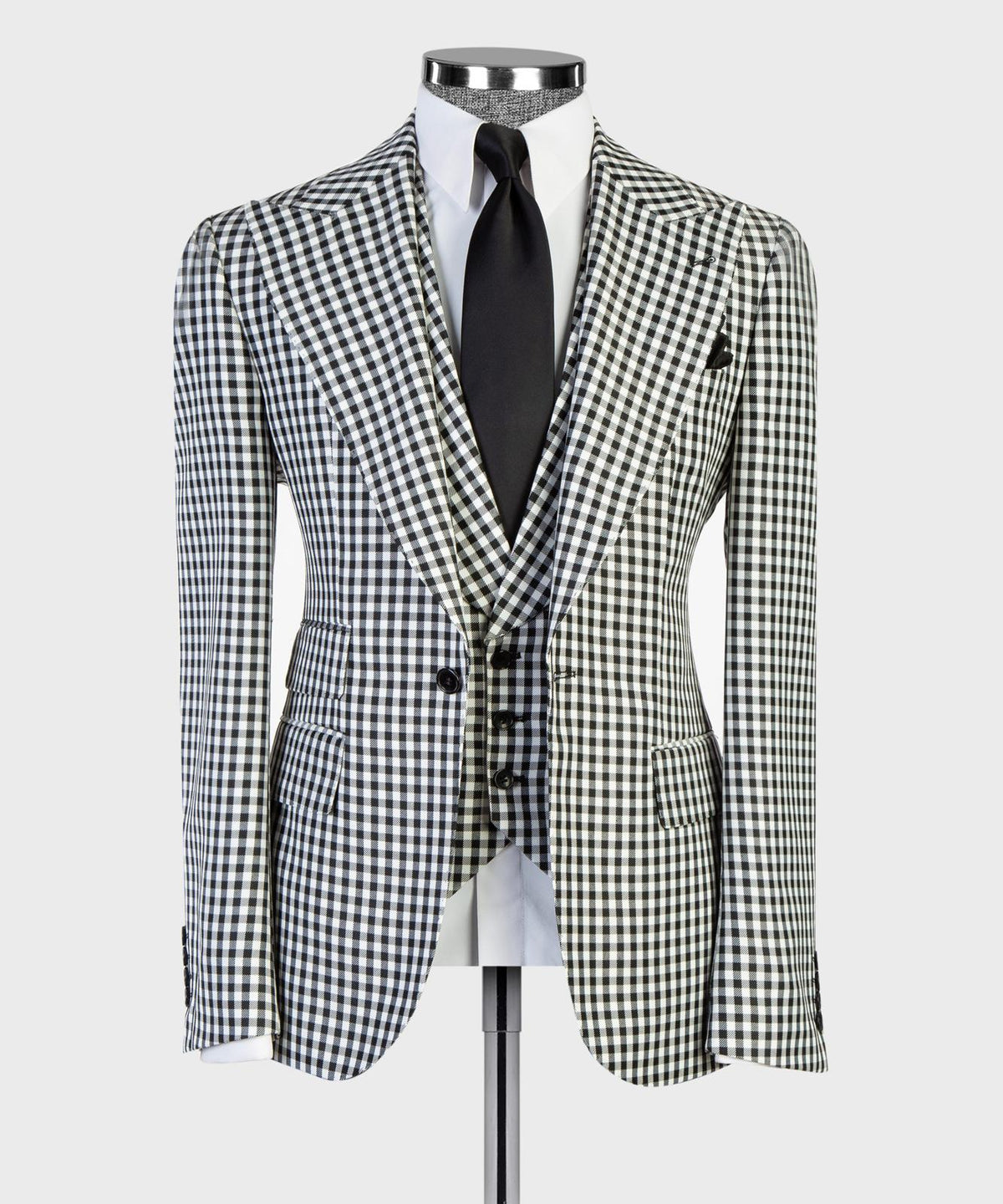 Black & White Check Three-Piece Suit