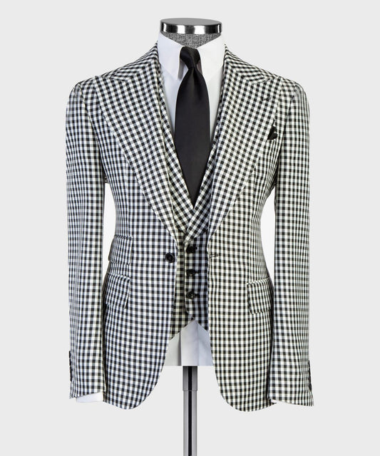 Black & White Check Three-Piece Suit