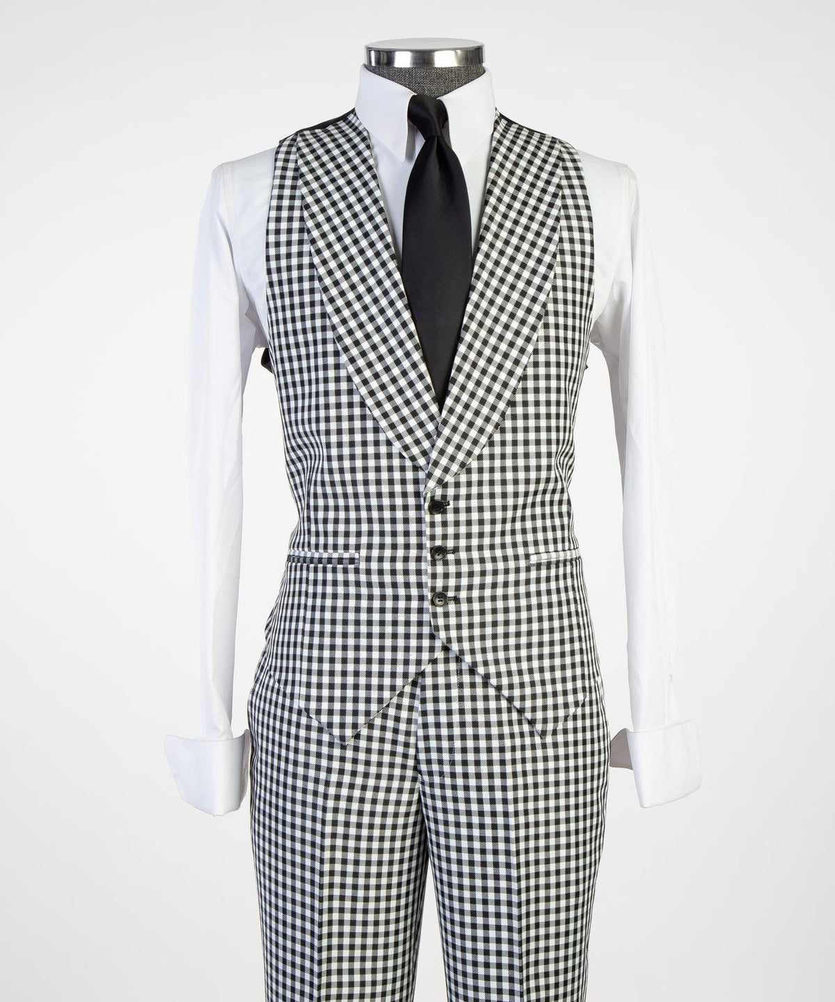 Black & White Check Three-Piece Suit