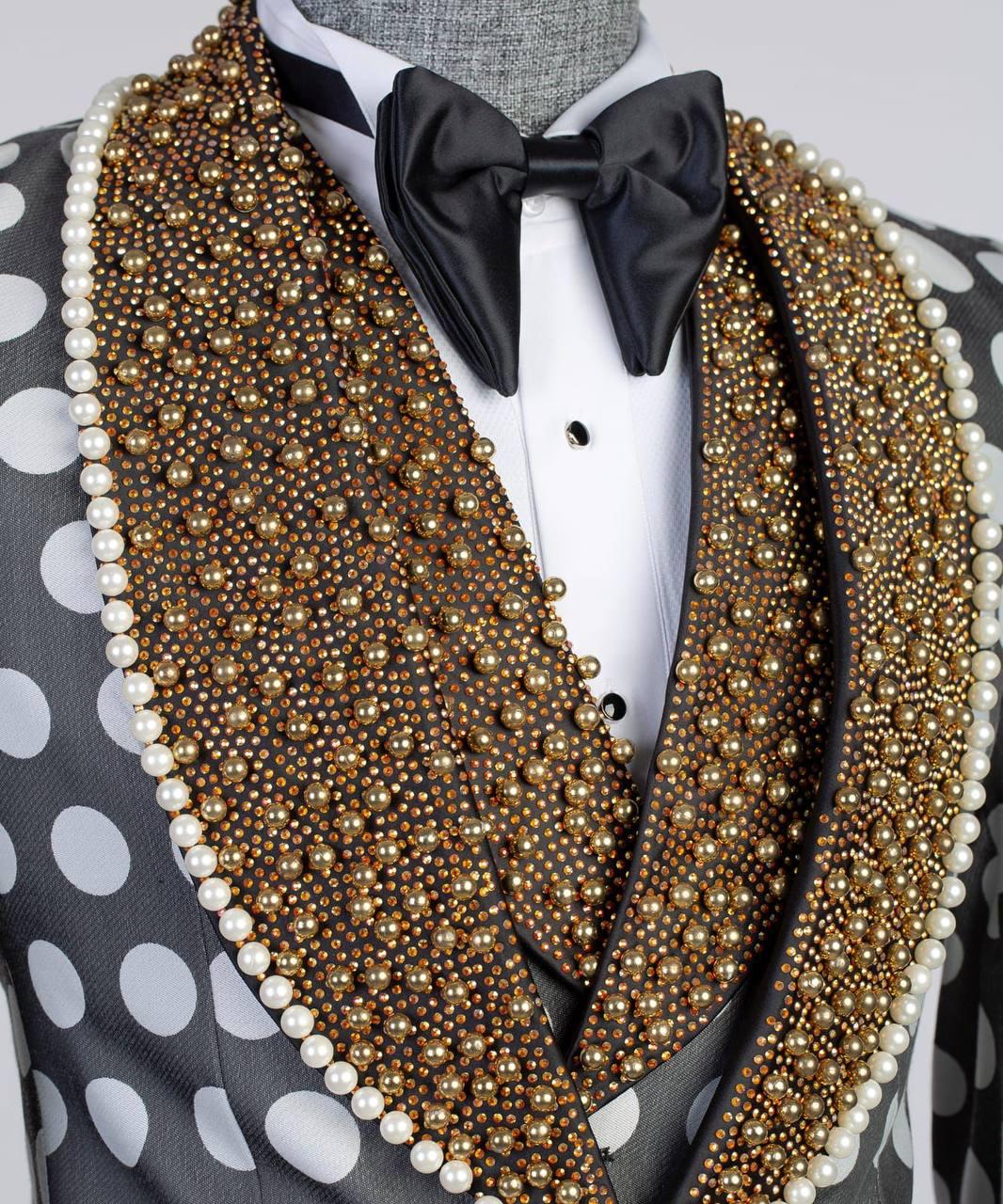 Jewelry Ornament Tuxedo – White & Gray – additional view