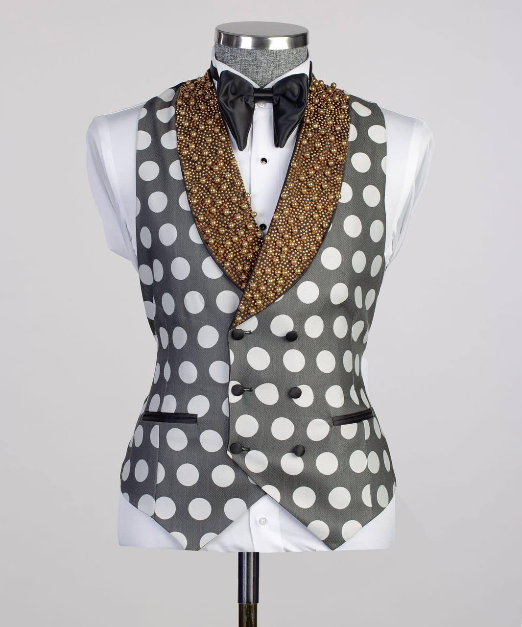 Jewelry Ornament Tuxedo – White & Gray – additional view