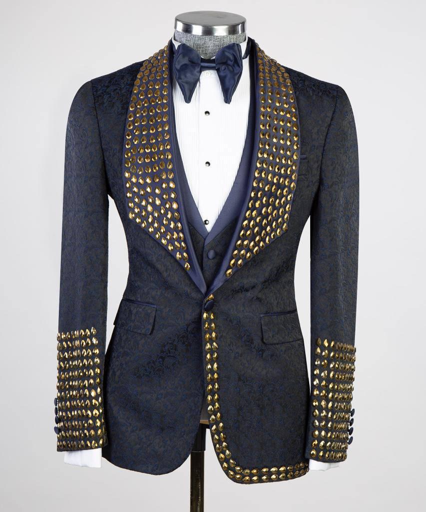 Jewelry Ornament Tuxedo – Blue & Gold