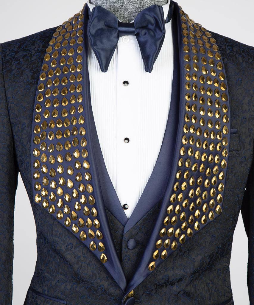 Jewelry Ornament Tuxedo – Blue & Gold – view 3