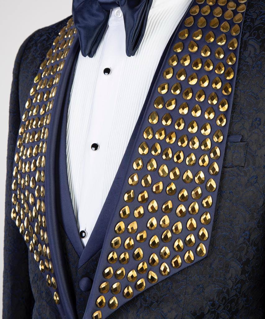Jewelry Ornament Tuxedo – Blue & Gold – view 4