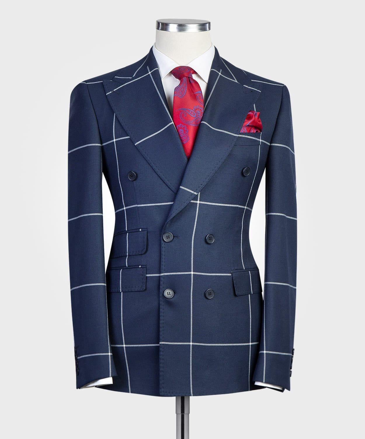 DB - Wide Window Pane (Navy) – Harrells Menswear