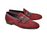 Suede Kiltie Loafer - Burgundy